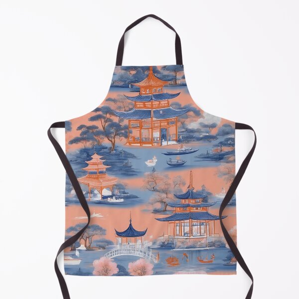 Item preview,  Orange and blue chinoiserie pattern designed and sold by SophieClimaArt.
