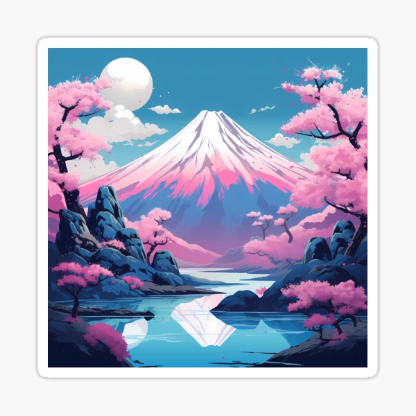 Japan Mt fuji with cherry blossoms | Sticker