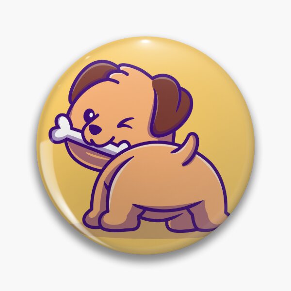 Item preview, Playful Pooch Nibbling a Bone: Cartoon Vector Icon designed and sold by hjian8219.