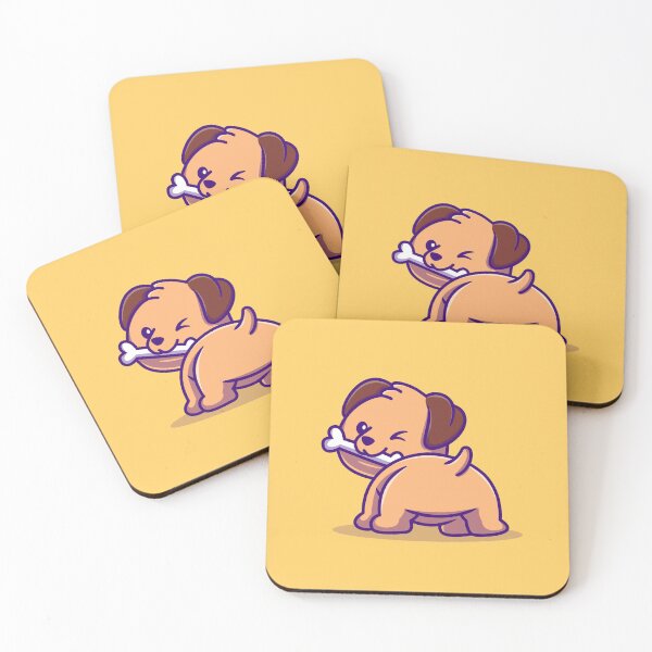 Item preview, Playful Pooch Nibbling a Bone: Cartoon Vector Icon designed and sold by hjian8219.