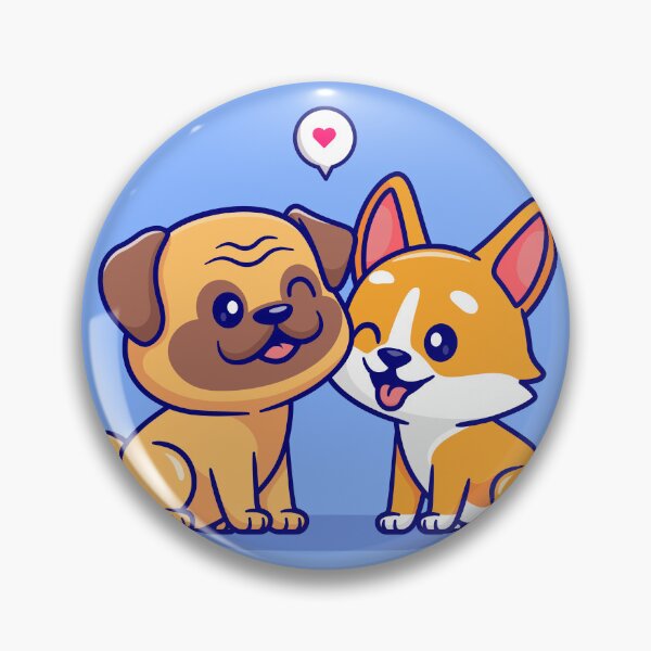 Item preview, "Playful Pug and Corgi: Cartoon Vector Icon" designed and sold by hjian8219.