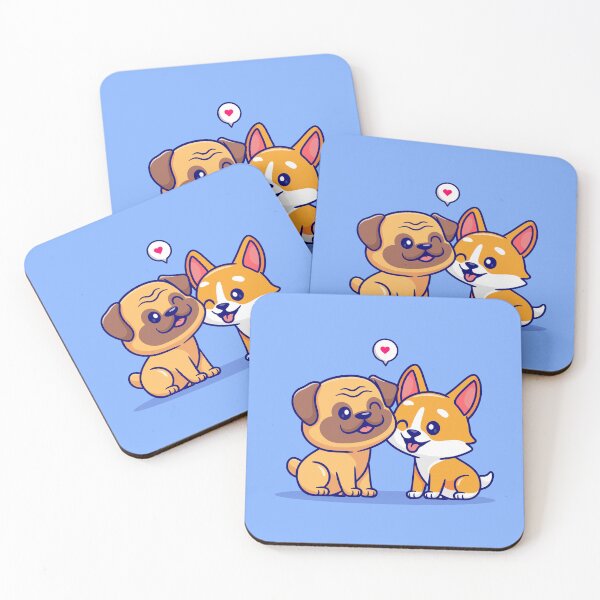 Item preview, "Playful Pug and Corgi: Cartoon Vector Icon" designed and sold by hjian8219.