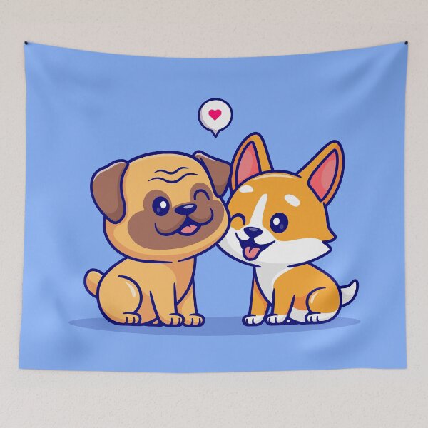 Item preview, "Playful Pug and Corgi: Cartoon Vector Icon" designed and sold by hjian8219.