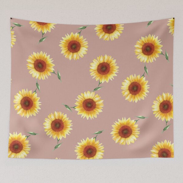Item preview, sunflower, floral, ethnic, pink, wallpaper, watercolors, yellow designed and sold by mintdiamond21.