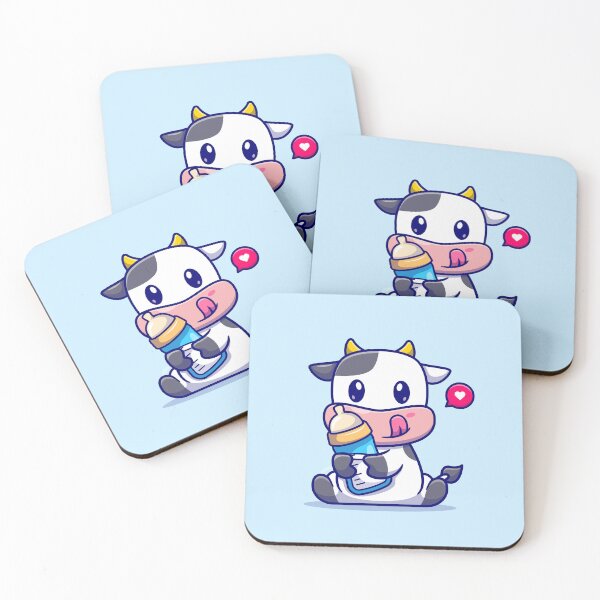 Item preview, Adorable Calf with Milk: Cartoon Vector Icon designed and sold by hjian8219.