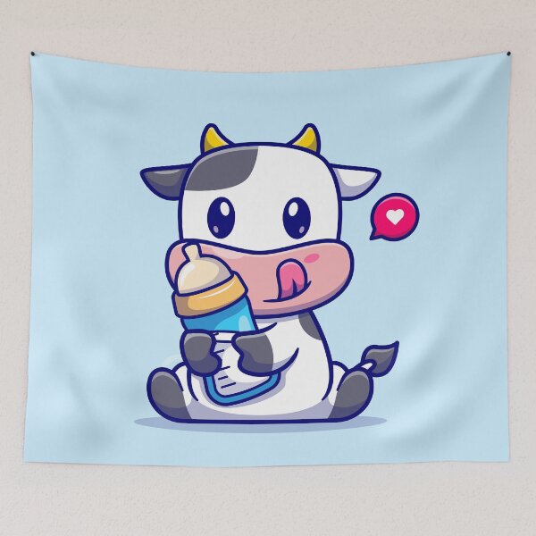 Item preview, Adorable Calf with Milk: Cartoon Vector Icon designed and sold by hjian8219.