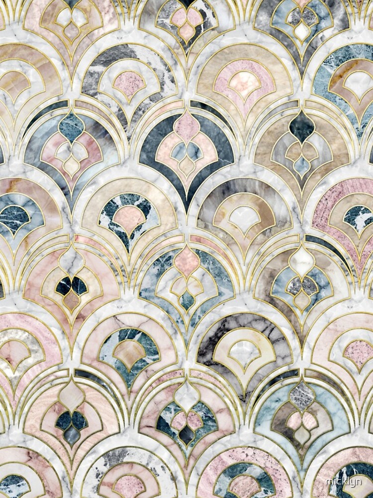 Art Deco Marble Tiles in Soft Pastels by micklyn
