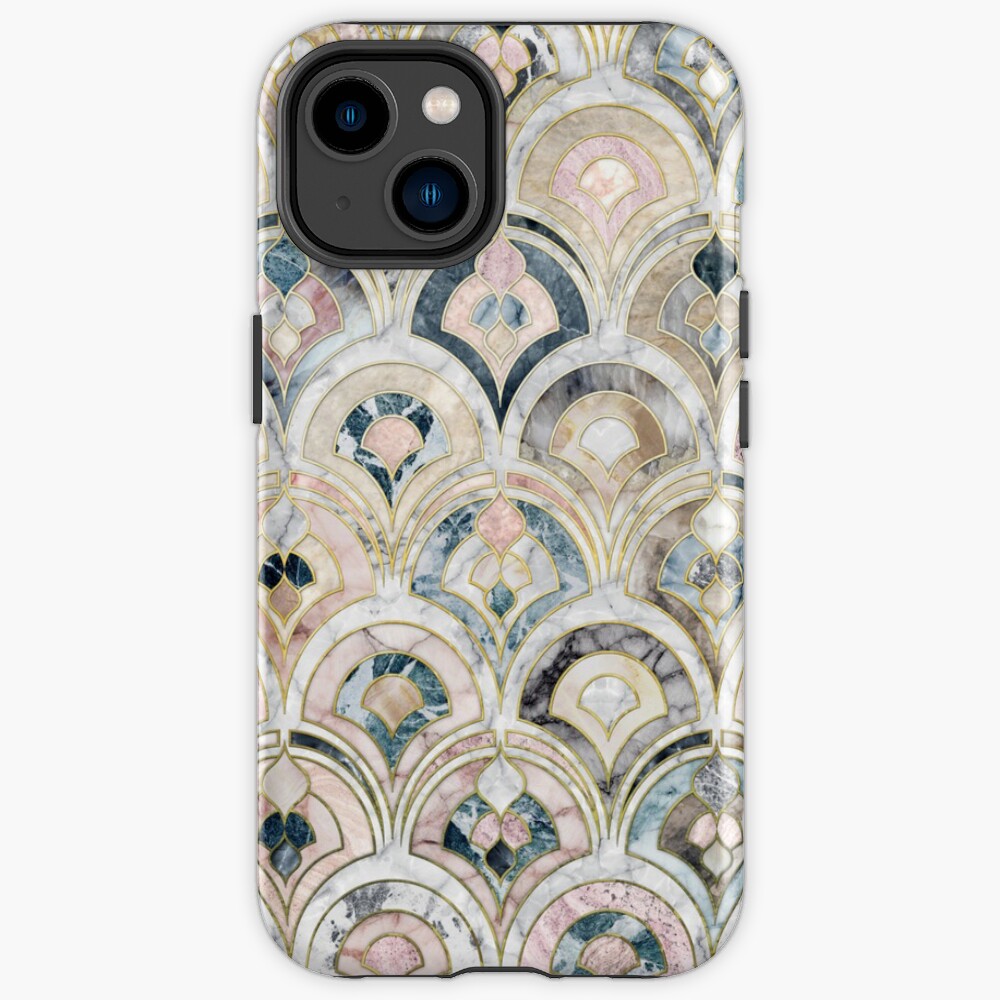 Art Deco Marble Tiles in Soft Pastels iPhone Case