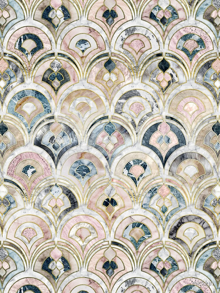 Art Deco Marble Tiles in Soft Pastels by micklyn