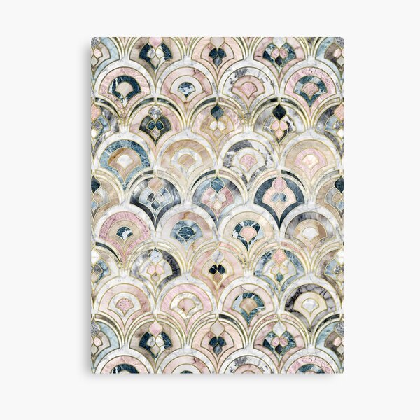 Art Deco Marble Tiles in Soft Pastels Canvas Print