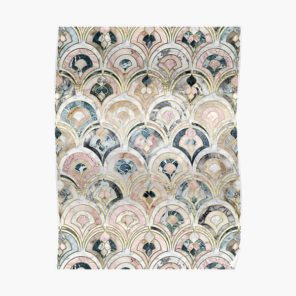 Art Deco Marble Tiles in Soft Pastels Poster
