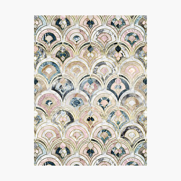 Art Deco Marble Tiles in Soft Pastels Photographic Print