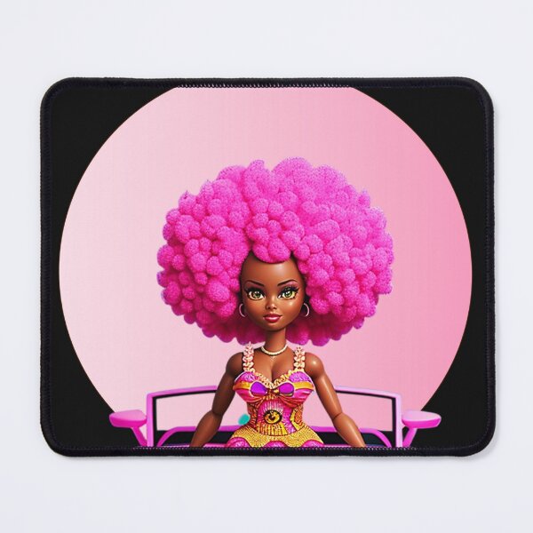 Item preview, Black Doll with Afro Curls in African Print Dress on Pink Lamborghini by Pink Halo designed and sold by gyrate.