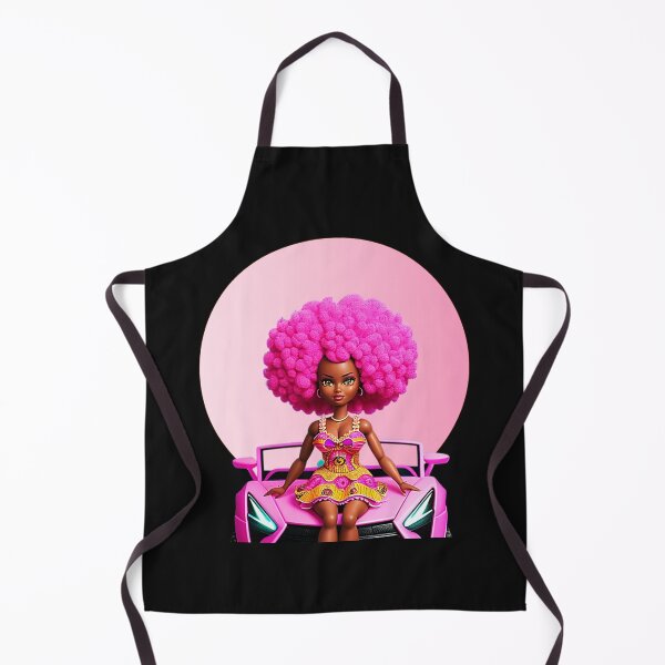 Item preview, Black Doll with Afro Curls in African Print Dress on Pink Lamborghini by Pink Halo designed and sold by gyrate.