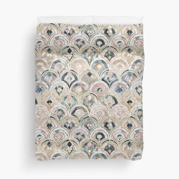 Art Deco Marble Tiles in Soft Pastels Duvet Cover
