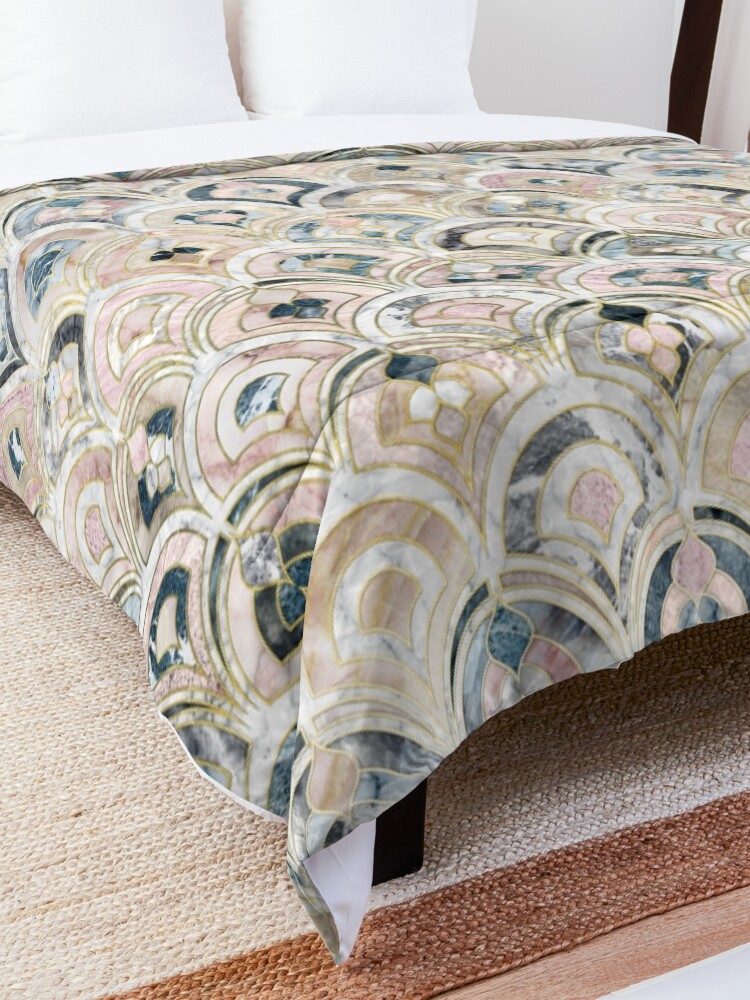 Alternate view of Art Deco Marble Tiles in Soft Pastels Comforter