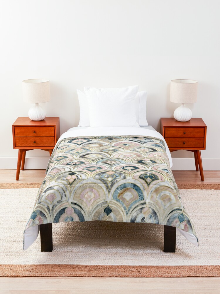 Alternate view of Art Deco Marble Tiles in Soft Pastels Comforter