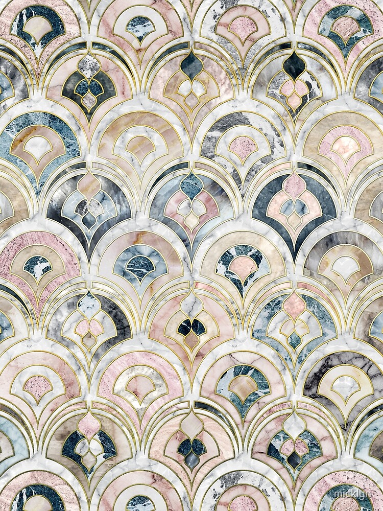 Art Deco Marble Tiles in Soft Pastels by micklyn