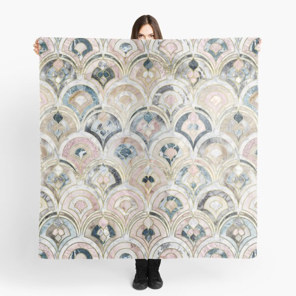 Art Deco Marble Tiles in Soft Pastels Scarf
