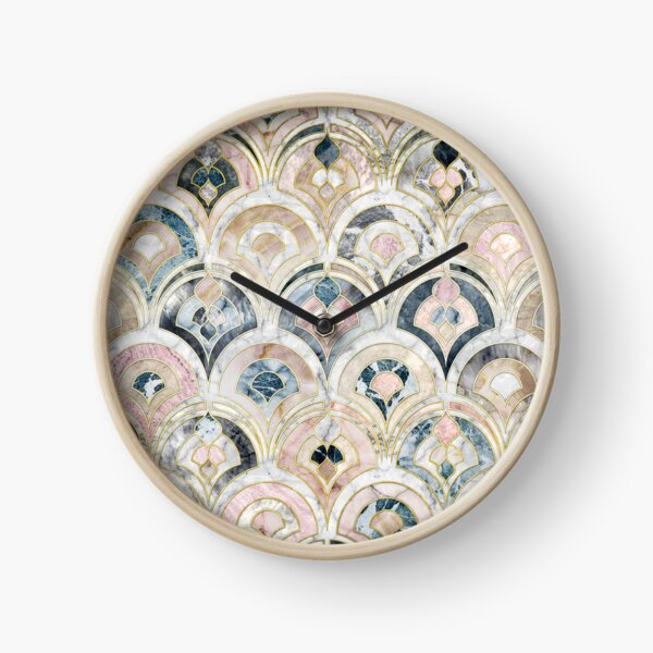 Art Deco Marble Tiles in Soft Pastels Clock