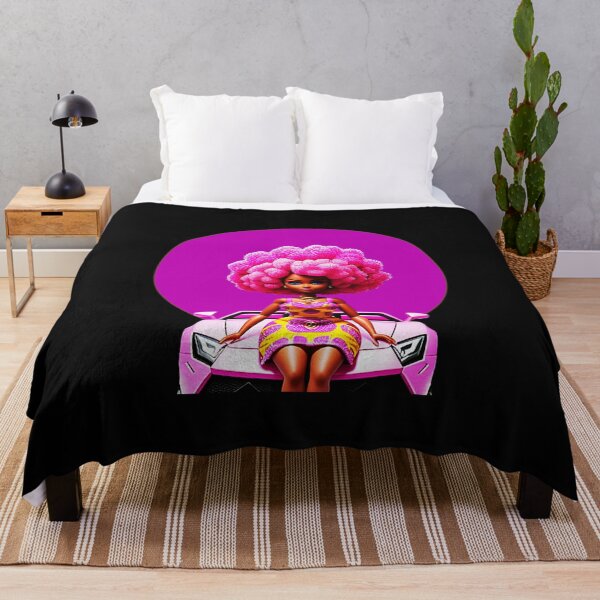 Item preview, Black Doll with Afro Curls in African Print Dress on Pink Lamborghini by Purple Halo designed and sold by gyrate.