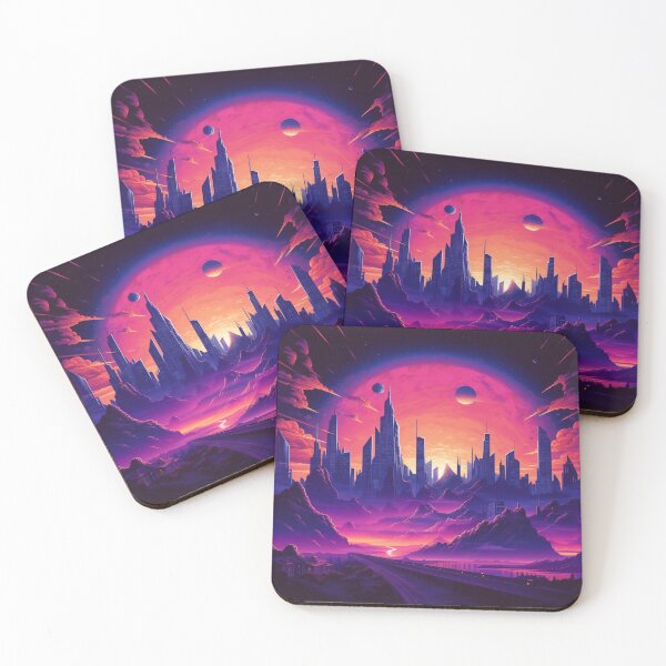 Item preview, Retro City Skyline || Neon Lights, Retrowave Synthwave Futuristic, Night City designed and sold by UmuuStudio.