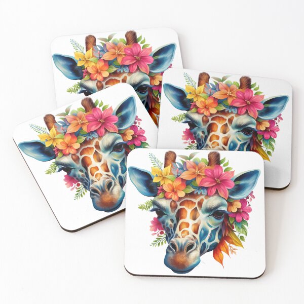 Item preview, Beautiful Giraffe wearing a flower crown designed and sold by liana campbell.