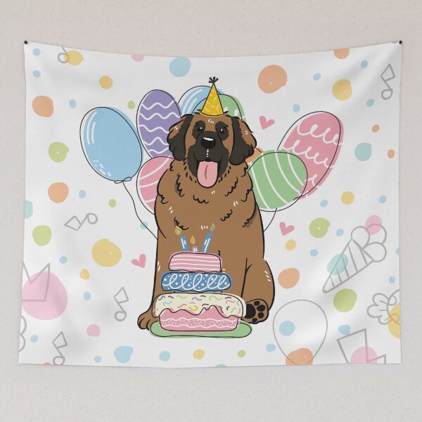 Item preview, Red Leonberger Dog Birthday Party 1 designed and sold by Lulupainting.
