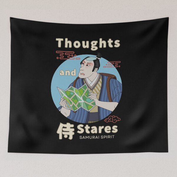 Item preview, Thoughts and Stares with Japanese Samurai Spirit (blue) designed and sold by Mika2525-smile.