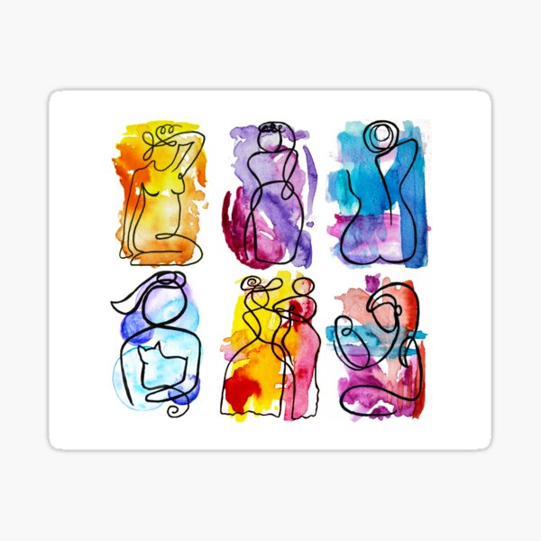 Colorful Women Existing in Lines Sticker