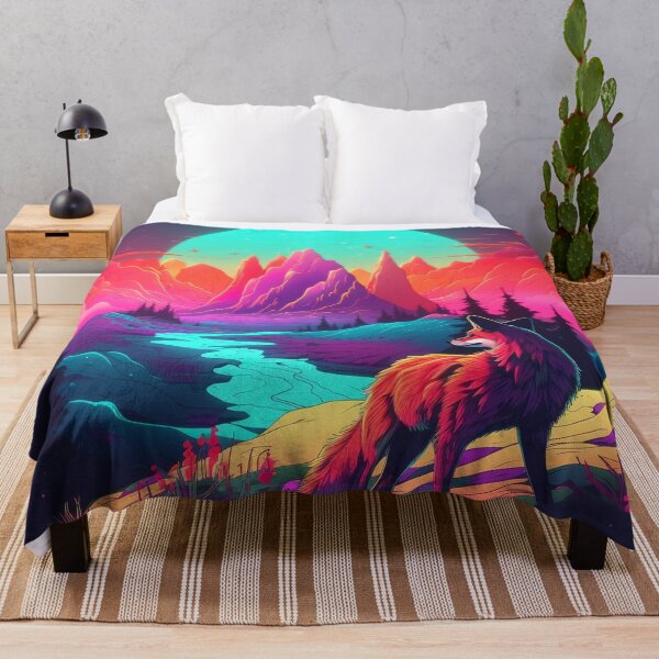 Item preview, Fox Synthwave Mountain Landscape || Neon Nature designed and sold by UmuuStudio.