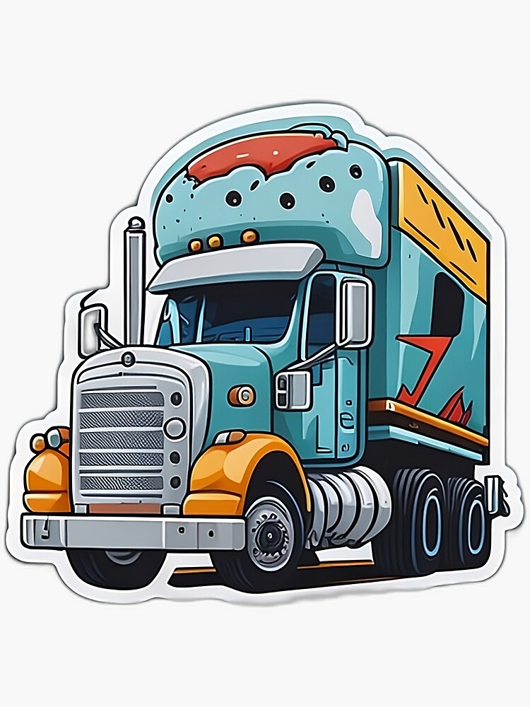 Sticker for Sale mit Truckin' Fun: LKW-Aufkleber im Cartoon-Stil