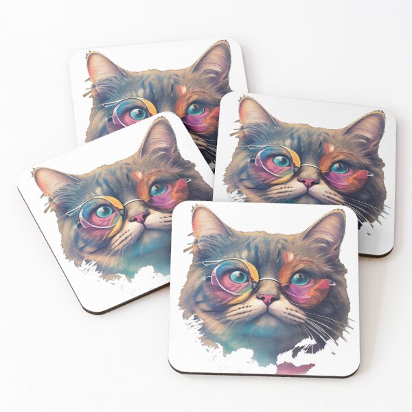 Item preview, Cute Cat Wearing Glasses  Feline Elegance designed and sold by ngness.