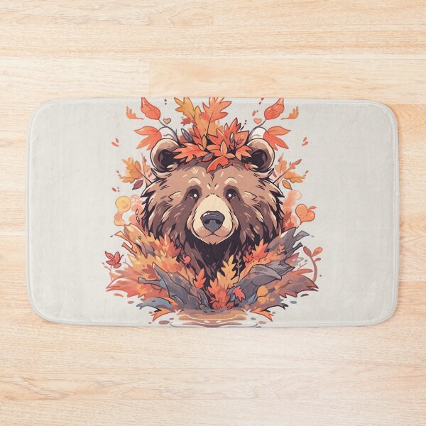 Item preview, Happy Brown Bear in Fall Leafy Surroundings designed and sold by InkedBeasts.