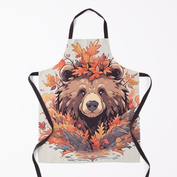 Item preview, Happy Brown Bear in Fall Leafy Surroundings designed and sold by InkedBeasts.