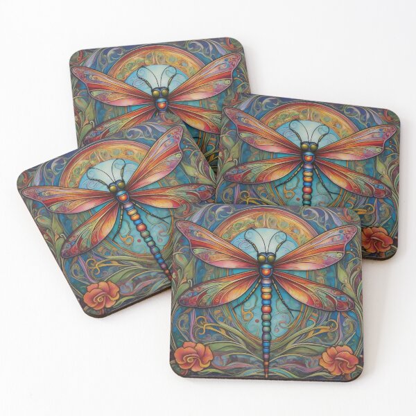Item preview, Dragonfly Art Nouveau Painting designed and sold by druidwolfart.