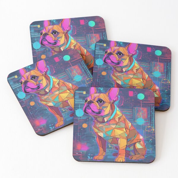 Item preview, French Bulldog with vibrant neon outlines designed and sold by Purrfectly  Furr.