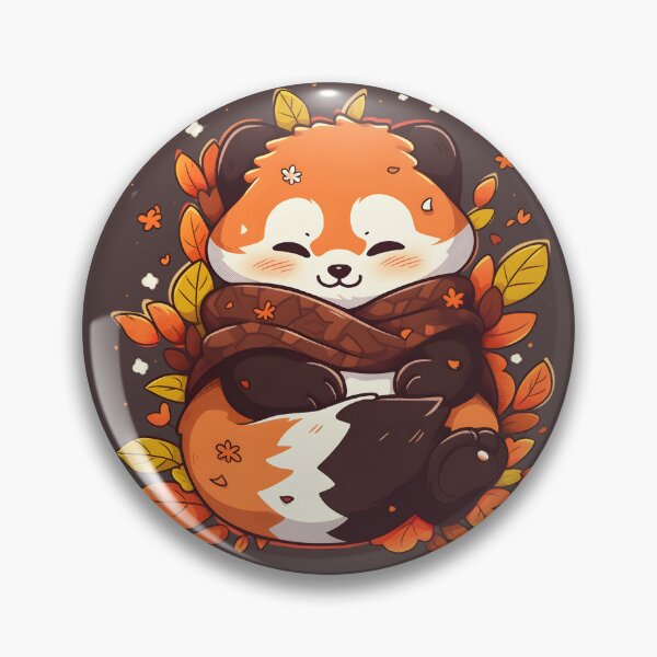 Item preview, Anime Red Panda Smiling in Fall Leaves designed and sold by InkedBeasts.