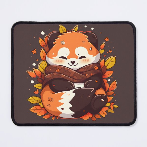 Item preview, Anime Red Panda Smiling in Fall Leaves designed and sold by InkedBeasts.