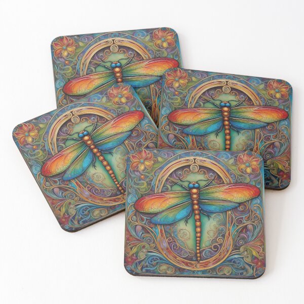 Item preview, Dragonfly Art Nouveau Painting designed and sold by druidwolfart.