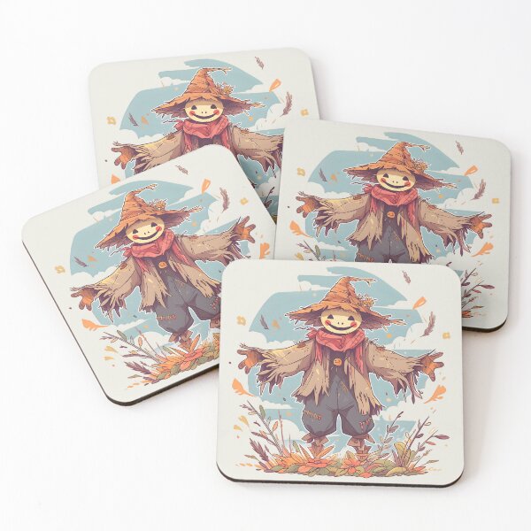 Item preview, Smiling Scarecrow in Fall Leaves and Sky designed and sold by InkedBeasts.