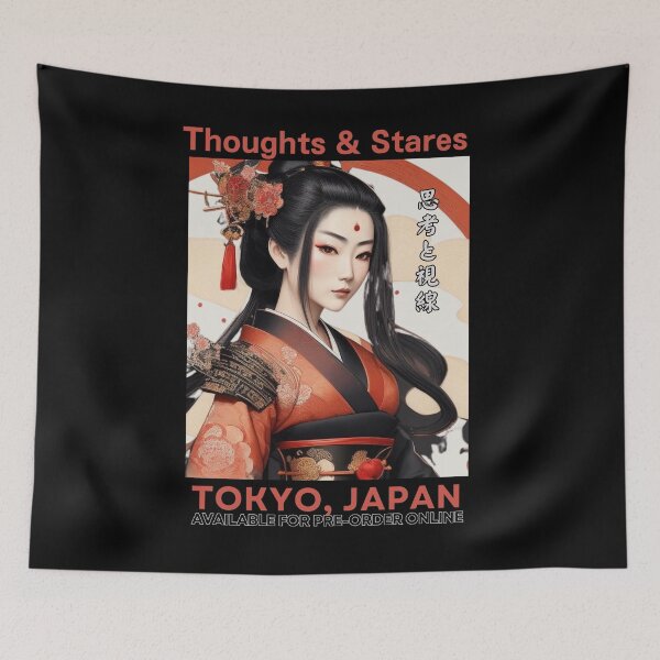 Item preview, Thoughts and Stares with Japanese Kimono woman (red) designed and sold by Mika2525-smile.