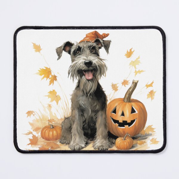 Item preview, Miniature Schnauzer, vintage, illustration, pumpkins, Halloween, watercolor, aquarelle designed and sold by CreativeDecorCo.