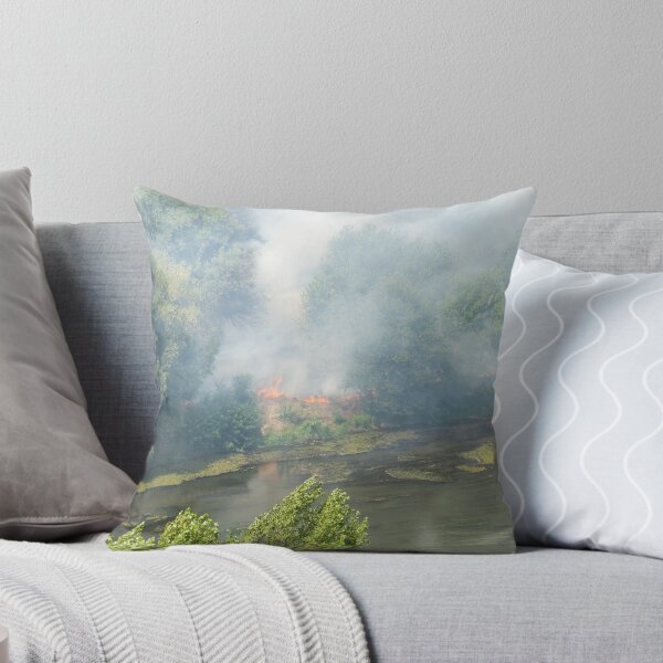 Item preview, Smoke and Flames - Wildfire on the Shore of Maritsa River in Plovdiv Bulgaria designed and sold by Georgia Mizuleva.