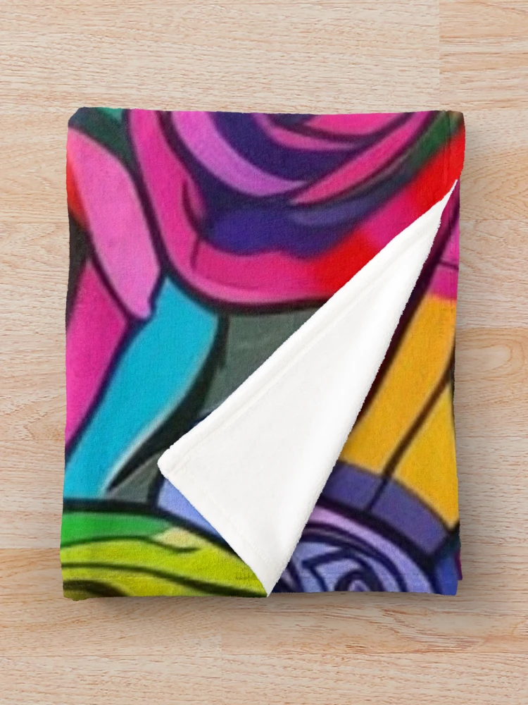 Thumbnail 3 of 6, Throw Blanket, Abstract Colorful Roses Pattern designed and sold by calibrit.