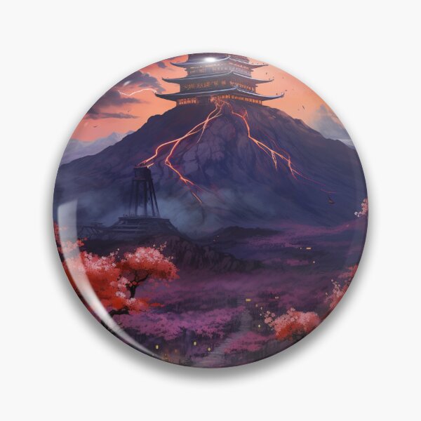 Item preview, Cherry Blossoms And Volcanoes - Fantasy Landscape designed and sold by AiHead.