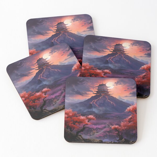 Item preview, Cherry Blossoms And Volcanoes - Fantasy Landscape designed and sold by AiHead.