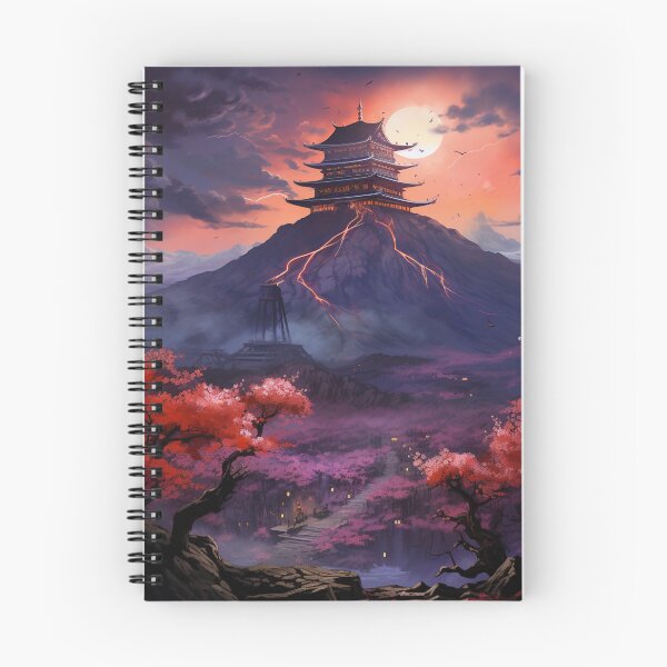 Item preview, Cherry Blossoms And Volcanoes - Fantasy Landscape designed and sold by AiHead.