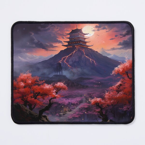 Item preview, Cherry Blossoms And Volcanoes - Fantasy Landscape designed and sold by AiHead.
