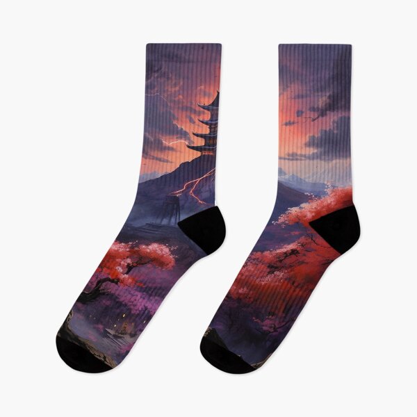 Item preview, Cherry Blossoms And Volcanoes - Fantasy Landscape designed and sold by AiHead.